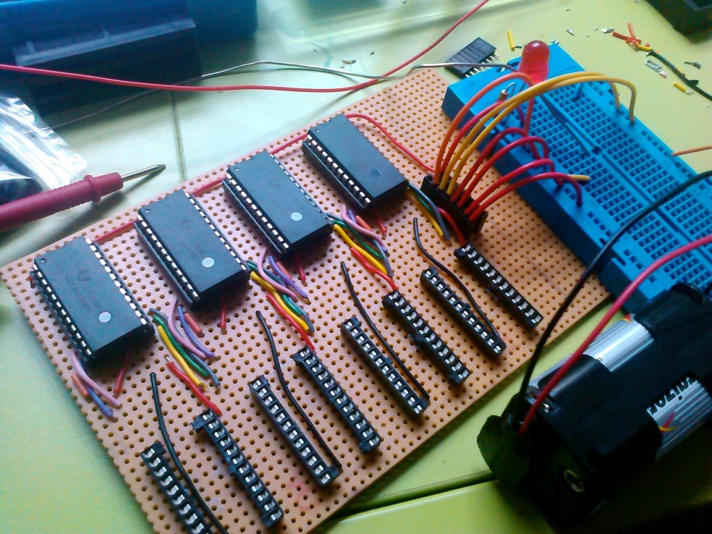 Testing the first 4 bits on the breadboard