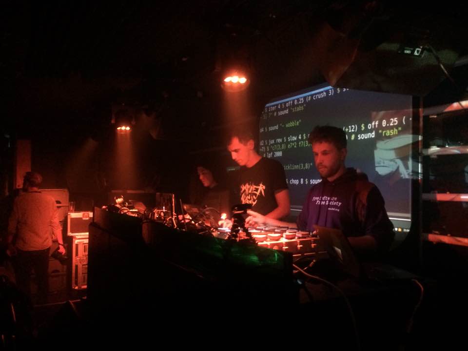 Slub performance including the pattern matrix at the Brighton British Science Festival Algorave